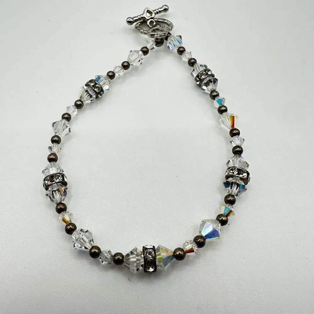 Unbelievable AB Crystal with silver tone‎ accented bracelet!